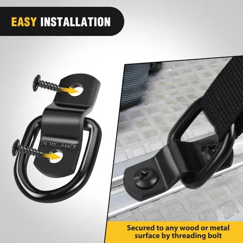 Vista 6 de Nilight 10 Piezas Anillos en D de Amarre con Tornillos de 1/4 de Pulgada de Acero Inoxidable Anillos en D para Remolque Trabajo Pesado 1/4