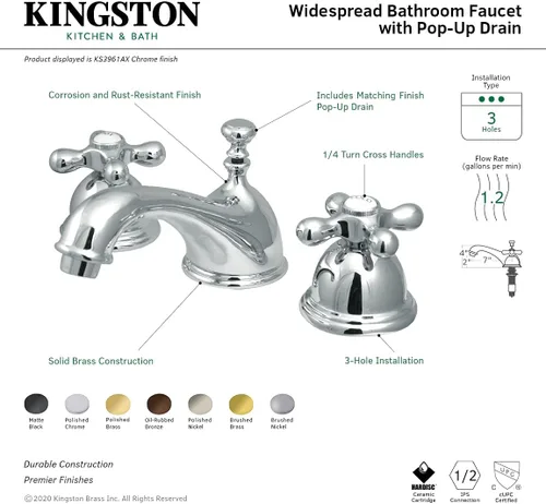 Vista 6 de Kingston Brass KS3967AX - Grifo de baño extendido de 8 pulgadas, latón cepillado