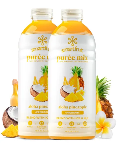 Vista 26 de Smartfruit Aloha Piña + Prebiótico – Puré de fruta 100% real con piña, plátano, manzana y coco – Ideal para batidos, jugos, yogur, cócteles, tés