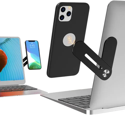 DK177 Soporte para teléfono portátil, monitor de computadora portátil o de escritorio, soporte lateral delgado y plegable para teléfono inteligente,