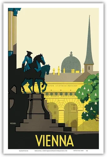 Vienna Austria - Joseph's Square (Josefsplatz) - Vintage Travel Poster by Hermann Kosel c.1936 - Master Art Print (Unframed) 6in x 9in