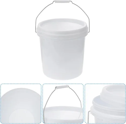 Vista 4 de Healifty Cubo de 3 galones, plástico resistente, cubo de limpieza de 10 litros con asa y tapa, cubo industrial redondo para trapear, pintura