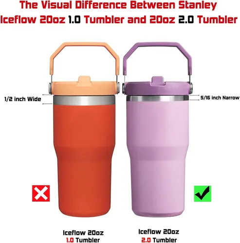 Vista 3 de ALINK Pajitas de acero inoxidable compatibles con Stanley IceFlow 2.0, vaso abatible de 20 onzas, paquete de 6 popotes de metal reutilizables