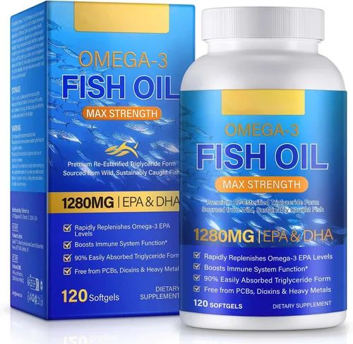 Suplementos Omega 3 de aceite de pescado, cápsulas blandas de aceite de pescado, ácidos grasos que incluyen EPA y DHA para mujeres y hombres, 120