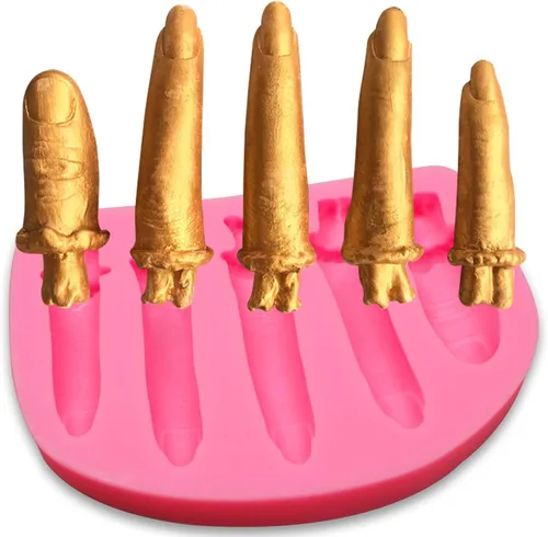 Vista 7 de Moldes de fondant de dedos de Halloween, moldes de chocolate para dedos falsos 3D para manos humanas, dedos, hueso, galletas, decoración