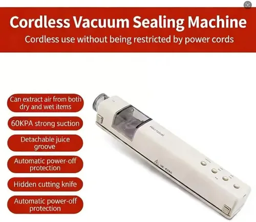 Vista 6 de Vacuum Sealer Machine + 10Reusable Vacuum Bags（19×20 bags ×5 +27×27 bags ×5）