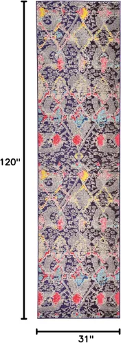 Vista 2 de Unique Loom 3122211 Barcelona - Alfombra de pasillo, 2 pies 7 pulgadas x 10 pies, azul marino