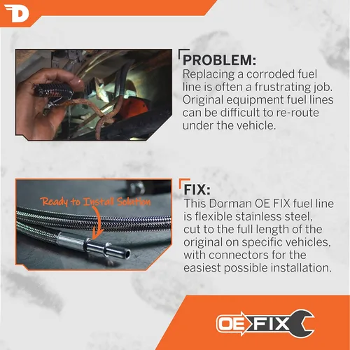 Vista 3 de Dorman 819-846 - Línea de combustible flexible de acero inoxidable trenzada compatible con modelos seleccionados de Chevrolet/GMC (OE FIX)