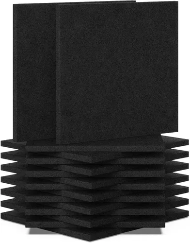 BXI - Absorbente de sonido, paquete de 16 paneles de absorción acústica de alta densidad de 12 x 12 x 3/8 de pulgada, paneles de absorción de sonido