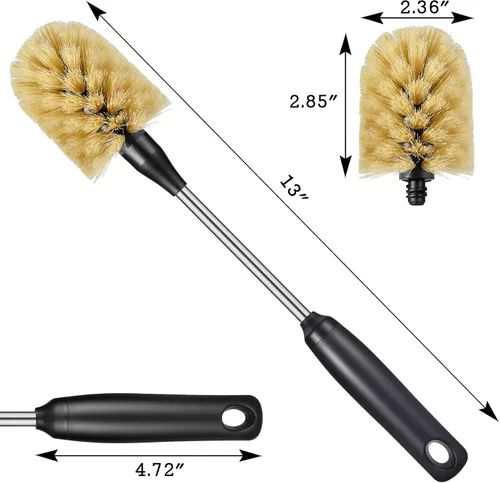 Vista 4 de Cepillo de limpieza para botellas de agua con 2 cabezales reemplazables, compatible con botellas deportivas, vasos, tazas, decantadores de vino