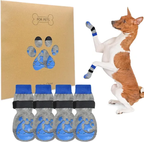 Vista 20 de BEAUTYZOO Calcetines antideslizantes para perros pequeños, medianos y grandes, protector de patas de perro con agarre para suelos de madera dura