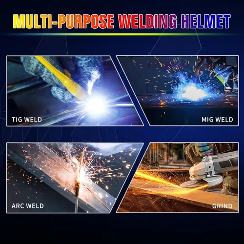Vista 7 de TRQWH - Casco de soldar con luz, color real, oscurecimiento automático, cascos de soldadura para hombres, con energía solar, con capucha