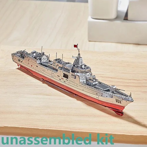 Vista 2 de TECKEEN 1: 1000 kits de barco de metal 3D C22210 055 modelo de destructor simulación buque de combate militar Exposición de ciencia