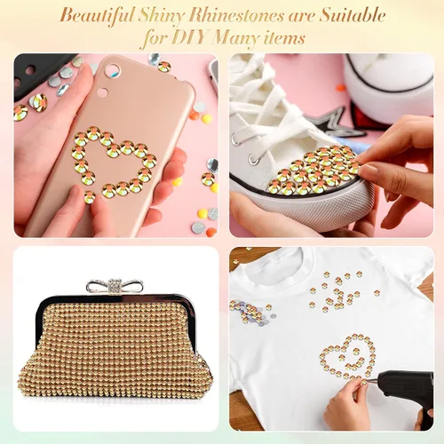 Vista 7 de TecUnite 2000 piezas de diamantes de imitación con reverso plano, 6 tamaños (1.5-6 mm), diamantes de imitación de cristal redondos con herramientas