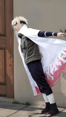 Vista 6 de Im.Create Disfraz de anime, cuarto Hokage, capa de Minato Namikaze, disfraz de cosplay de Halloween (4 hokage blanco, M)