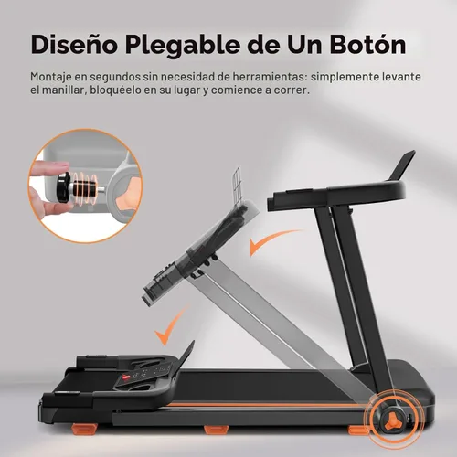Vista 2 de YUEJIQI Treadmills for Home, 3.0HP Quiet Brushless Foldable Treadmill with Incline, Small Space Portable Running Walking Machine, 300 Lbs Capacity