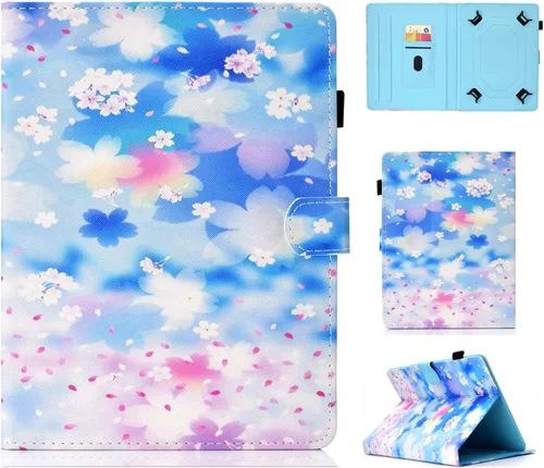 Vista 18 de Funda universal para tablet de 7 pulgadas, piel sintética [ranuras para tarjetas], cubierta magnética, para Samsung Galaxy Tab E/Tab A 7.0, Fire 7