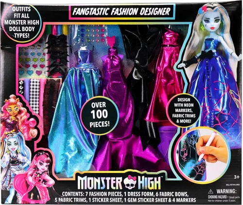 Set de diseñador de moda Monster High DIY Kit de manualidades para ropa de muñeca con pegatinas, tela, cuaderno y herramientas Regalo creativo para