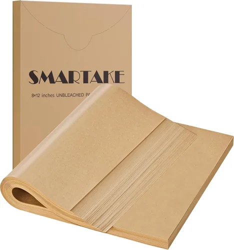 SMARTAKE 200 hojas de papel pergamino para hornear, 8 x 12 pulgadas, antiadherentes precortadas para hornear, para hornear, asar a la parrilla, pan