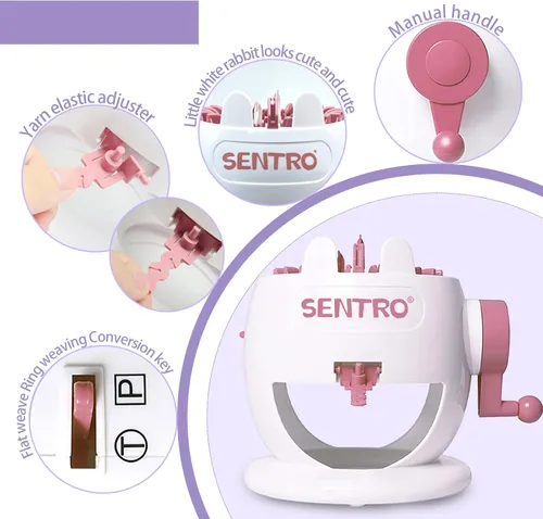 Vista 4 de SENTRO Máquina de tejer, máquinas de tejer a mano de 22 agujas, máquina de telar para tejer inteligente, máquina de telar de ganchillo, máquina