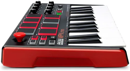 Vista 5 de Akai Controlador MIDI USB profesional MPK Mini Mk2 de 25 teclas con control de palanca, arpegiador incorporado, perillas asignables, incluye cable