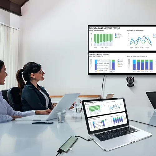 Vista 3 de Estación de acoplamiento USB C Hub 11 en 1, adaptador multipuerto tipo C con HDMI 4K, VGA, 100W PD, USB 3.0, RJ45 Ethernet, lector de tarjetas