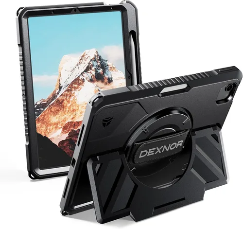 Dexnor Funda para iPad Air de 11 pulgadas M3/M2, iPad Air de 5ª/4ª generación de 10.9 pulgadas Funda Resistente con correa de mano giratoria de