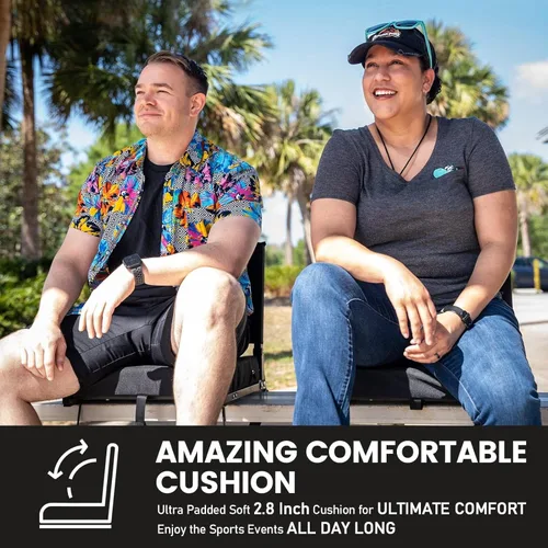 Vista 4 de Asientos de estadio Sheenive para gradas con soporte de respaldo, asientos de grada con respaldos y cojín ancho, silla de estadio acolchada portátil