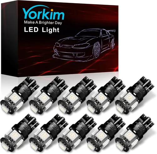 Vista 17 de Yorkim 194 bombillas LED blancas 6000 K súper brillantes de 5ª generación, T10 168 bombilla LED para interior de automóvil, cúpula mapa, puerta
