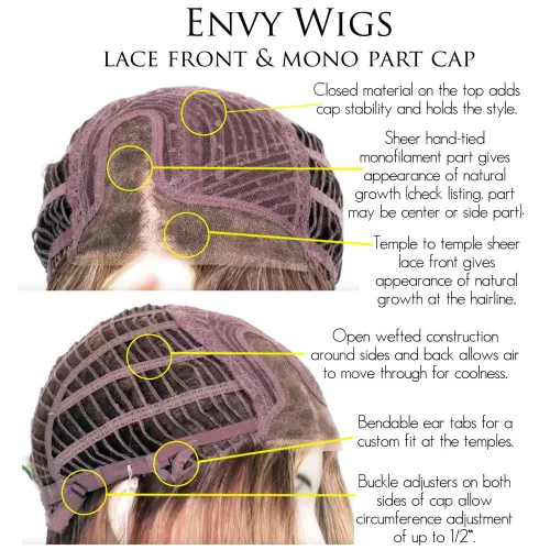 Vista 3 de Lynsey - Peluca de color Almendra Brisa – Envy Wigs de 10 pulgadas de longitud media recta, cabello humano resistente al calor, mezcla sintética