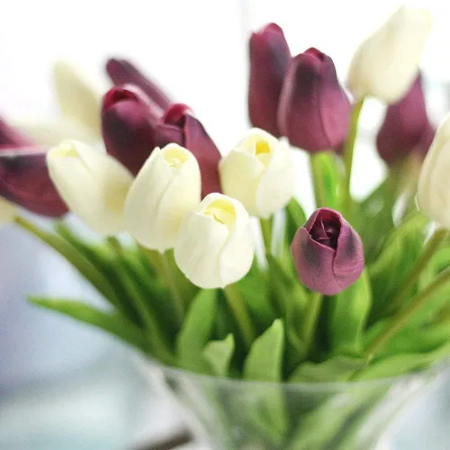 Vista 4 de Tulipán artificial de 30 piezas de flores de tacto real para la decoración del hogar de la boda centro de mesa