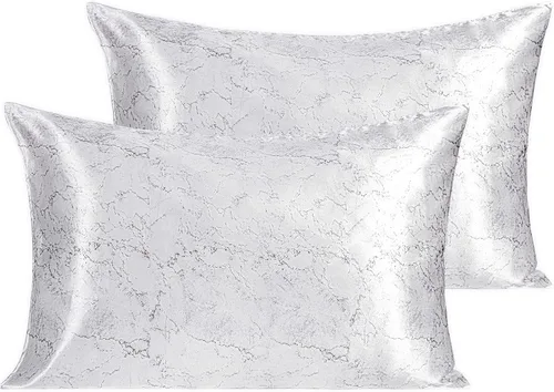 Vista 140 de NTBAY Paquete de 2 fundas de almohada estándar de satén para cabello y piel, lujosas y sedosas fundas de almohada con cierre de sobre, 20 x 26