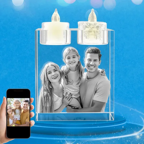 Vista 12 de Foto de Cristal 3D Personalizada, Marco Portavelas con Grabado Láser Personalizado, Regalos Personalizados Conmemorativos de Aniversario, Navidad