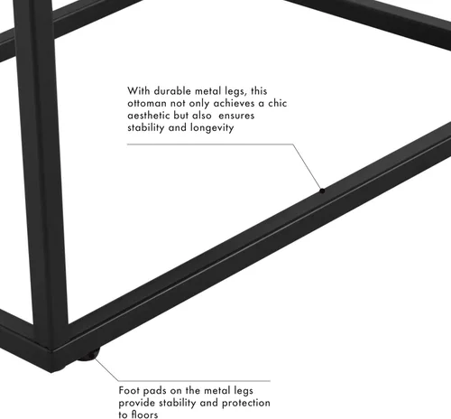 Vista 4 de HomePop Theodore Channel Otomana pequeña con capitoné - Cuero sintético marrón