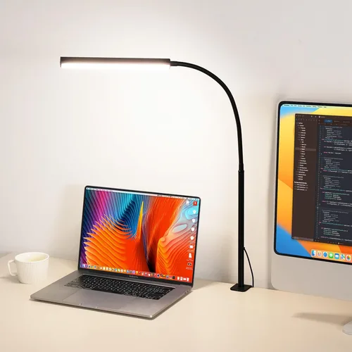 Lámpara de escritorio LED para oficina en casa, luz de escritorio ajustable y flexible para el cuidado de los ojos con 5 modos, 10 ajustes de