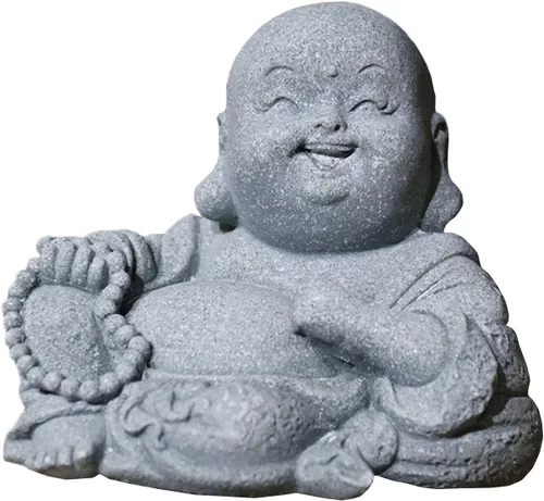 Laughing Buddha Statue Baby Budha Decoration Statues Feng Shui Sandstone Buda Statues for Good Luck Buddhist Decor Collection Gift,Laughing Buddha,S