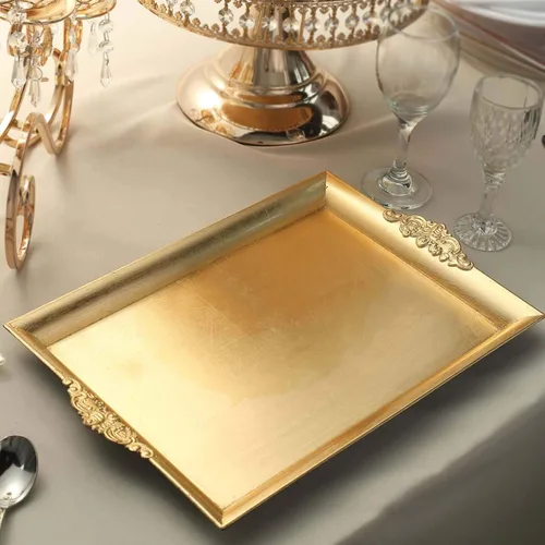 Vista 13 de Efavormart - Juego de 2 bandejas decorativas de metal dorado para espejo redondo, 13.5 pulgadas/9.5 pulgadas