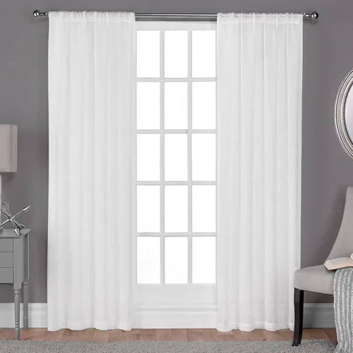 Exclusive Home RP - Cortina de lino con textura belga y bolsillo para barra, color blanco, 50 x 84 pulgadas, color blanco invierno
