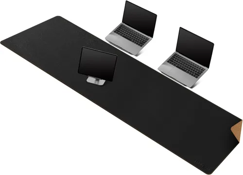 Vista 33 de MAIDERN Tapete de escritorio XXL de corcho y cuero, de 47.2 x 23.6 pulgadas, protector reversible para mouse de escritorio completo (negro)