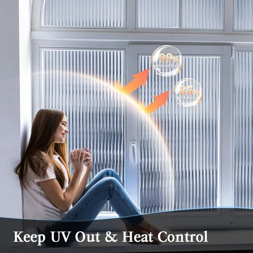 Vista 5 de Windimiley Película de privacidad para ventana de vidrio 3D, adhesivos estáticos estáticos, esmerilado, estriado, calcomanías decorativas