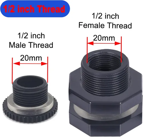 Vista 5 de Kit de accesorios de mamparo para barril de lluvia de 2 piezas con tapones y herramienta de sierra de corona, kit de conector de grifo de PVC de 1/2