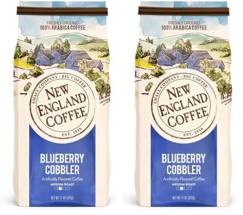 Vista 5 de New England Coffee Blueberry Cobbler Café molido de tostado medio, bolsa de 11 onzas (paquete de 1)