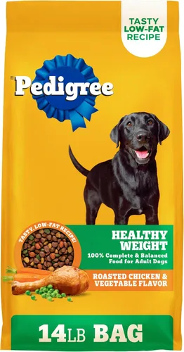 Pedigree - Alimento seco para perros adultos de peso saludable, sabor pollo asado y vegetales - Bolsa de 14 libras