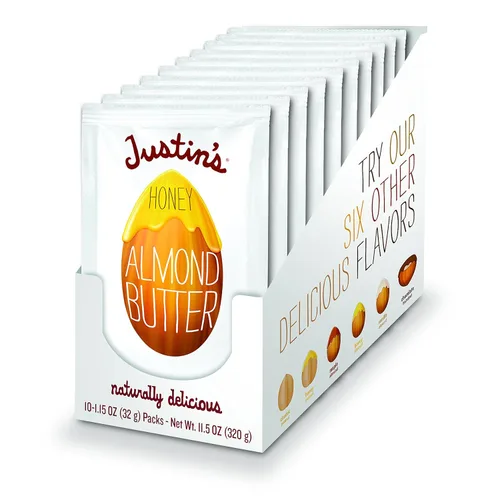 Vista 6 de Justin's - Paquete de 10 + 10 paquetes de mantequilla de almendras con canela y miel