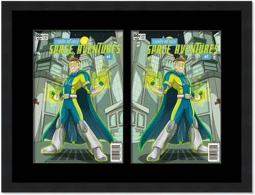 Vista 109 de Marco de cómic negro mate Para cómics publicados entre 1971 y 1985 (marco de madera maciza de cómic de la edad dorada), hecho para exhibir 1 cómic