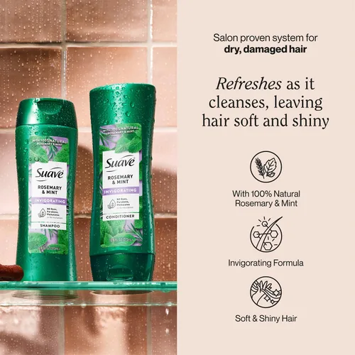 Vista 2 de Suave Champú y acondicionador, romero y menta – Fórmula vigorizante con aceites esenciales 100% naturales, 12.6 oz Ea