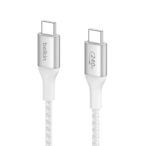 Vista 9 de Belkin BoostCharge - Cable USB C a USB C, cable de alimentación de carga rápida con cable de nailon trenzado, cabezal de aluminio anodizado, entrega