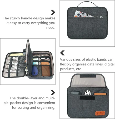 Vista 4 de Multi-Layer Electronic Organizer Bag with Tablet Pocket Portable Cable Storage Pouch for Travel Impact and Dust Resistant Digital Accessories Case