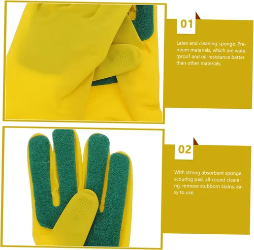 Vista 8 de 1 par de guantes de limpieza de The Mitten Guauntlets para limpieza de platos reutilizables