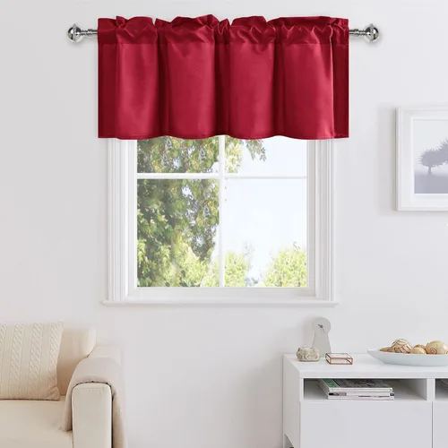 Vista 40 de DWCN Cortinas de Cenefa para Sala de Estar, Cocina, Baño/Sótano - Aqua Sólido, 1 Panel, 42 x 12 Pulgadas, Oscurecimiento de Habitación
